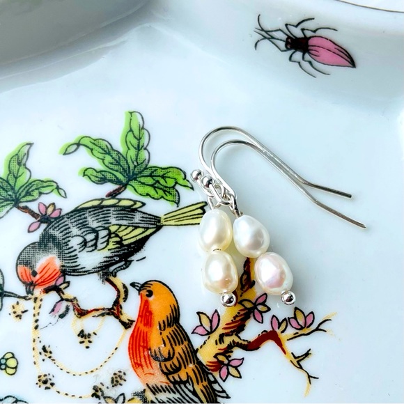 🔥sterling silver & freshwater pearl earrings jewelry gift boho beach casual - Picture 4 of 10